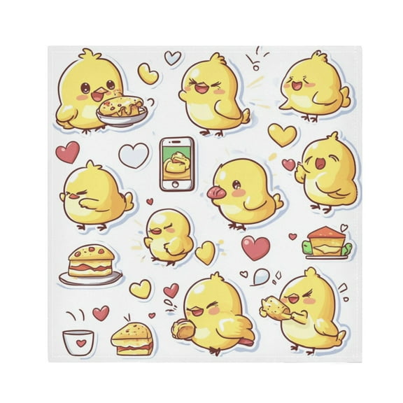 WOBOGO Cute Yellow Chick Pattern Cloth Napkins 1 Piece Soft Elegant Touch Durable Absorbent Quick Drying for Elegant Dining