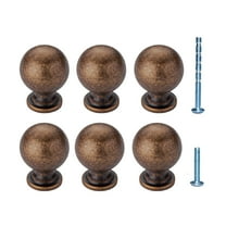 6 Pack Antique Brass Handles and Knobs Round Solid Vintage Antique Brass Finish Kitchen Cabinet Knobs,Ball Cabinet knobs