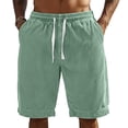 thumbnail image 3 of Mens Corduroy Shorts Vintage Texture Beach Casual Shorts Plus Size Drawstring Baggy Short Pants Pockets Resort Wear Light Green L, 3 of 3