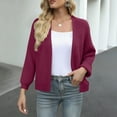 thumbnail image 4 of jtjvou Women's Long Sleeve Open Front Knit Cropped Cardigan Sweaters Casual Drop Shoulder Short Shrugs Sweater Coats Purple Free Size, 4 of 4