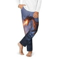 thumbnail image 2 of Wukai Winter Fire Dragon Print Teenagers' Pajama Pant Sleep Pajama Lounge Pant PJ Bottoms with Pockets and Button Fly(Available in Big & Tall)-Large, 2 of 6