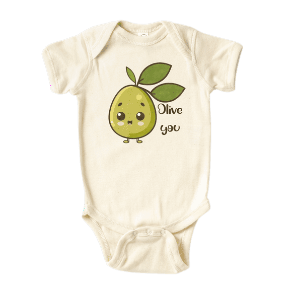 Olive You Baby Bodysuit, Newborn Outfit, Baby Clothes, Gift for Children 3-6m Natural