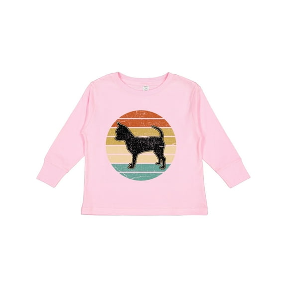 Inktastic Chihuahua Dog Retro Sunset Boys or Girls Long Sleeve Toddler T-Shirt
