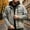 Gray, variant on Men's Faux Two Piece Hooded Denim Trucker Jacket Lapel Collar Dual Chest Flap Pockets Button Down Distressed Casual Street Outerwear Navy M