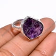 thumbnail image 2 of Natural Raw Amethyst Gemstone Purple Stone 925 Sterling Silver Handmade Statement Ring Jewelry Gift for Her, 2 of 5