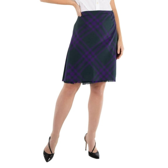 Burberry Vintage Check Frayed-Edge Wool Skirt, Brand Size 4 (US Size 2)