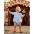 thumbnail image 4 of BemeyourBBs Newborn Baby Boy Girl Bubble Romper Infant Short Sleeve Doll Collar Romper Oversize T-shirt Cotton Basic Bodysuit Top Fall Spring Summer Outfit, 4 of 9