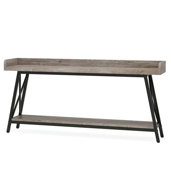 Resenkos Entryway Table, Console Sofa Table,Industrial Console Table, 2-Tier Narrow Sofa Table Behind Couch,Gray