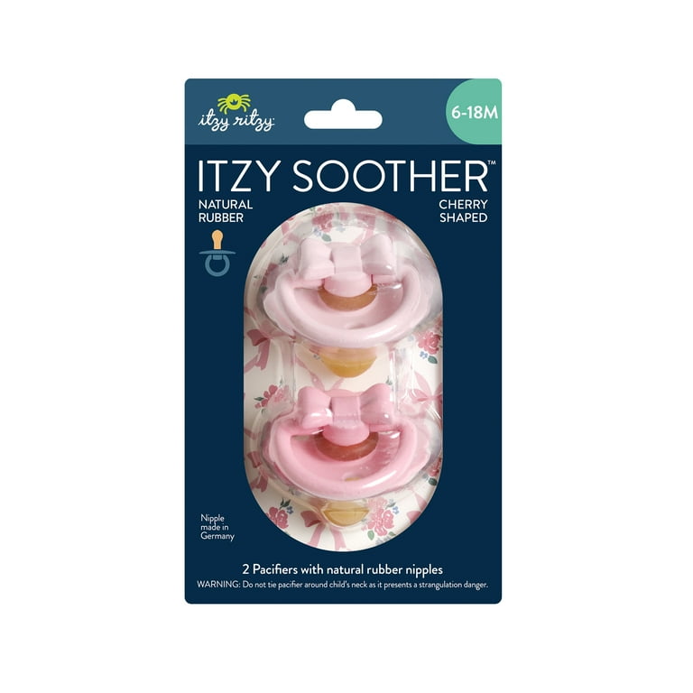 Itzy Soother™ Natural Rubber Pacifier Pink Bows 6-18m - Walmart.com