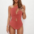 thumbnail image 2 of Feimerou One Shoulder One Piece Swimsuits for Women Tummy Control Bathing Suits Sexy High Waisted Cutout Full Coverage Swimwear, 2 of 5