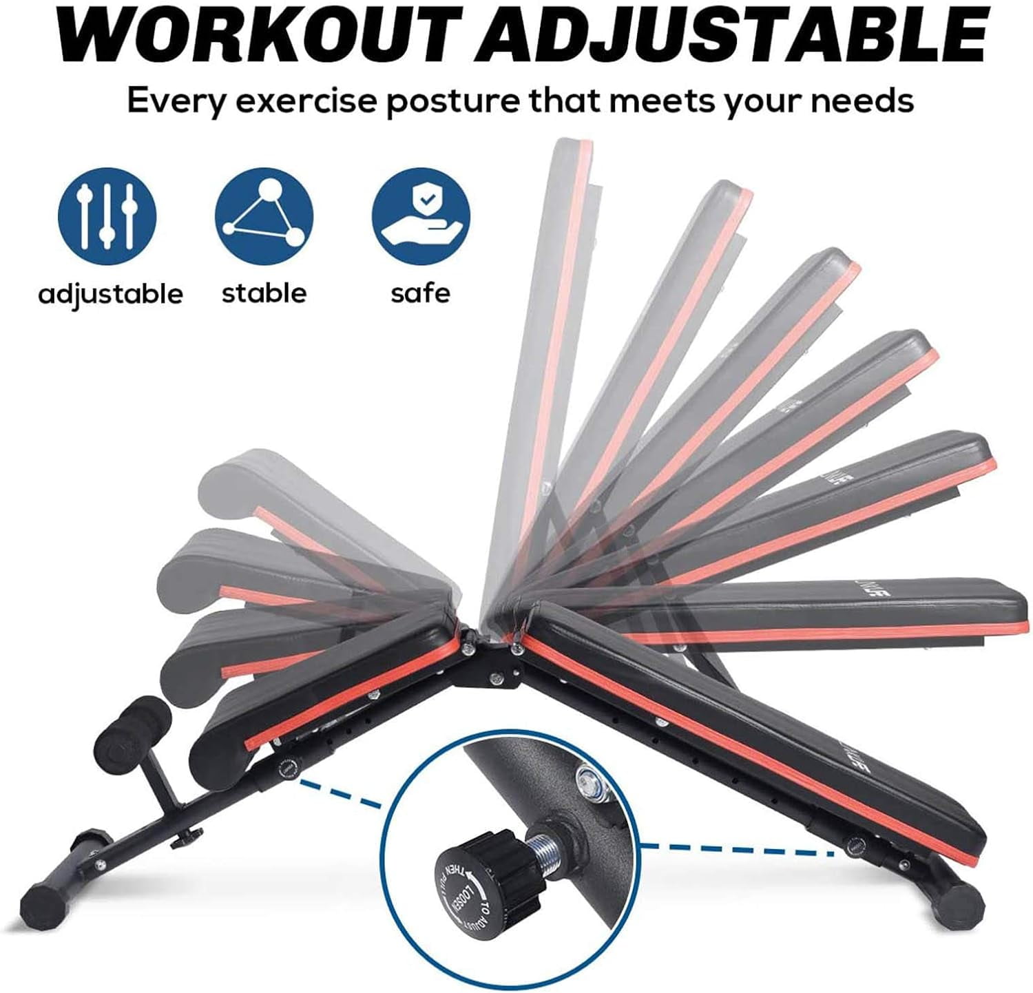 Betcozy Weight Bench, Adjustable Foldable Workout Bench with Thickened Steel, 795LBS Capacity, for Home Gym