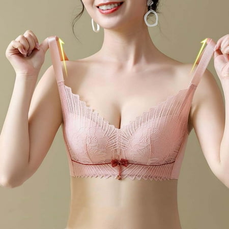 

NECHOLOGY Lace Latex Gathers And Closes The Auxiliary Milk And The Adjustable Underwear Is Womens Bras No Underwire Pack Underwear Pink Large