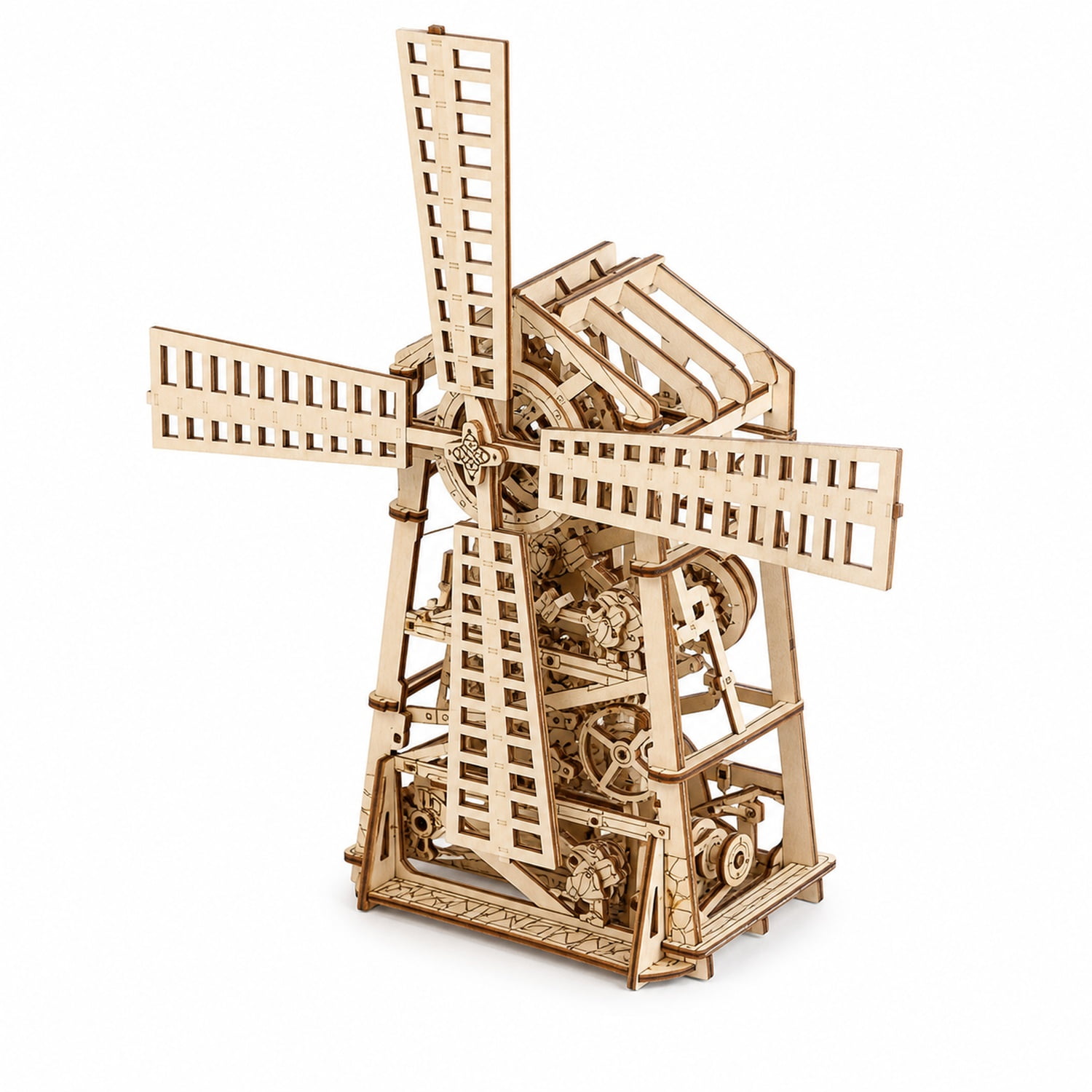 Windmill 3D Wooden Puzzle Kit for Adults & Teens DIY Mechanical Wooden Model Building Set Natural Wood Craft Construction Puzzle Windmill Model Decor Gift for Hobbyists & Collectors