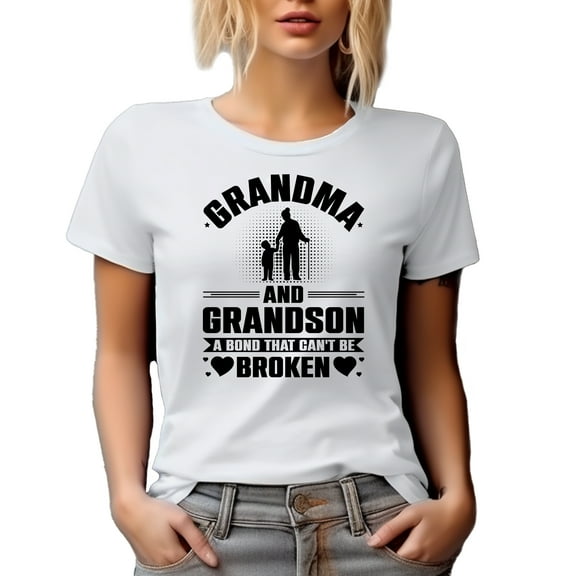 Grandma and Grandson, A Bond That Can't Be Broken, Grandmother, White T-Shirt, Small
