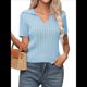 thumbnail image 2 of Suéter de Corta para Mujer, Jersey de Cuello en V, Jersey Informal de Punto Suave. Azul L, 2 of 10
