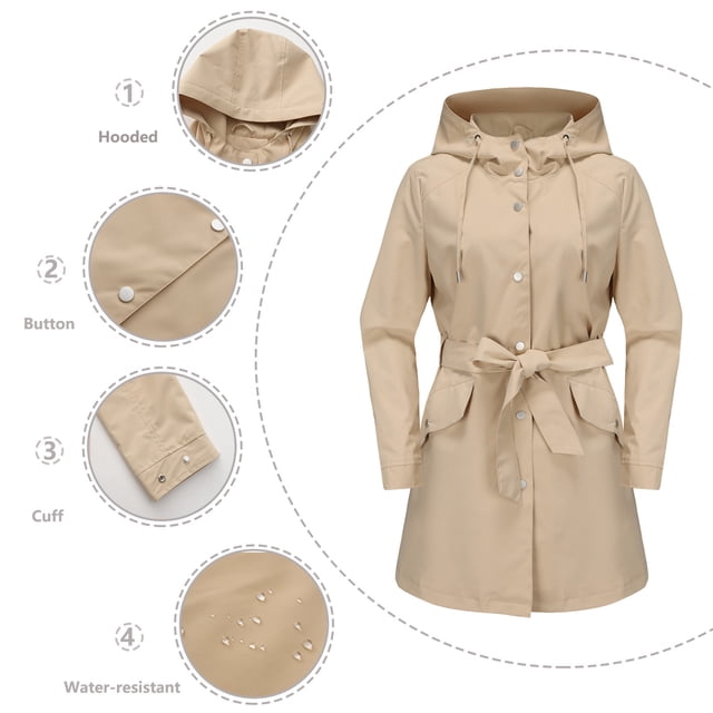TIMIFIS Manteau de Pluie Léger pour Femmes Imperméable Imperméable pour Femmes à Fermeture Éclair Manteau de Pluie Compact Coupe-Vent à Capuche pour la Randonnée le Vélo la Course