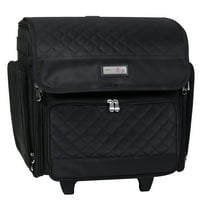 Deluxe Collapsible Rolling Scrapbook Case, Black Quilted