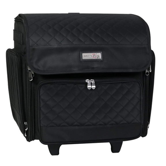 Deluxe Collapsible Rolling Scrapbook Case, Black Quilted