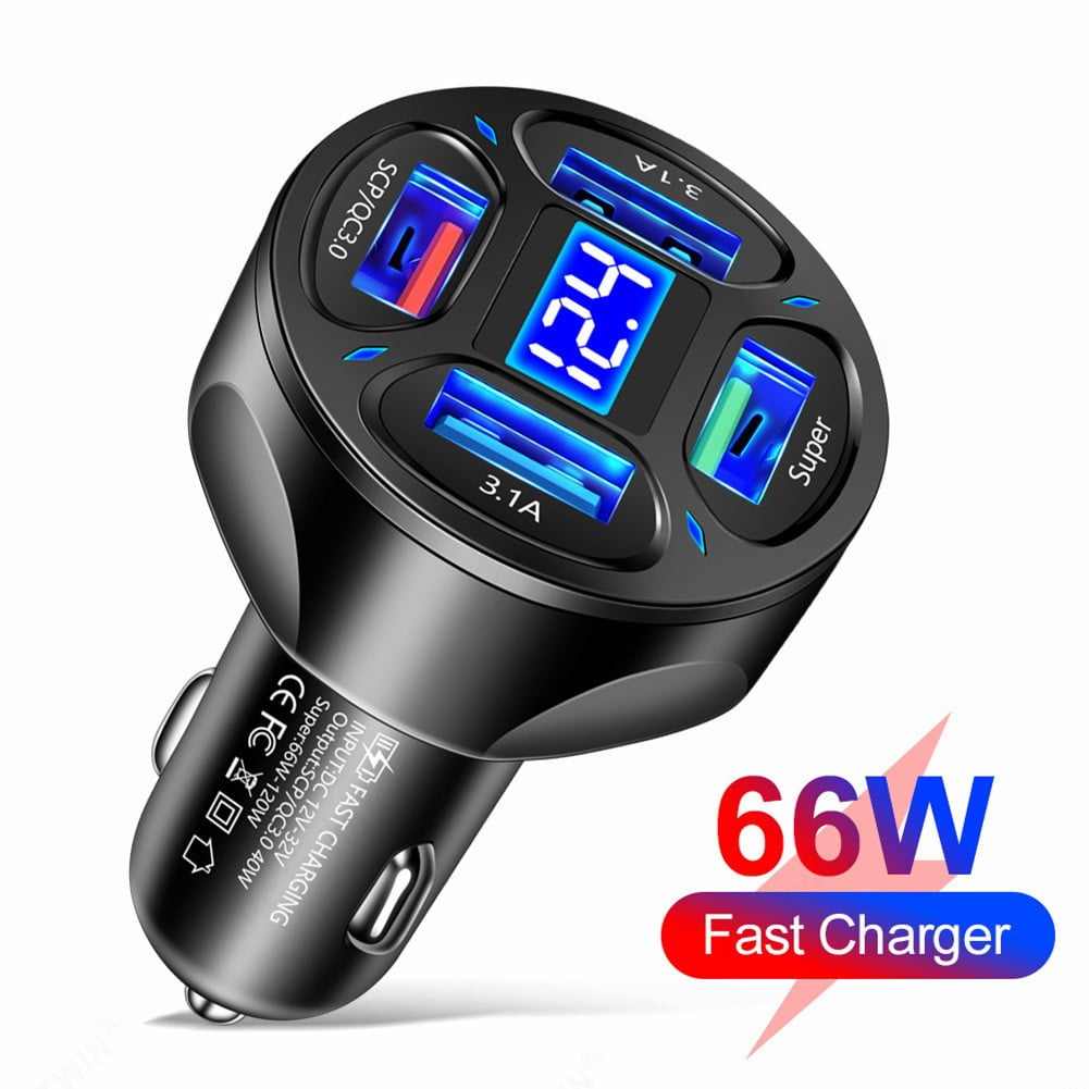 Charge Multiple Devices Simultaneously with the 66W 4USB Car Charger Adapter