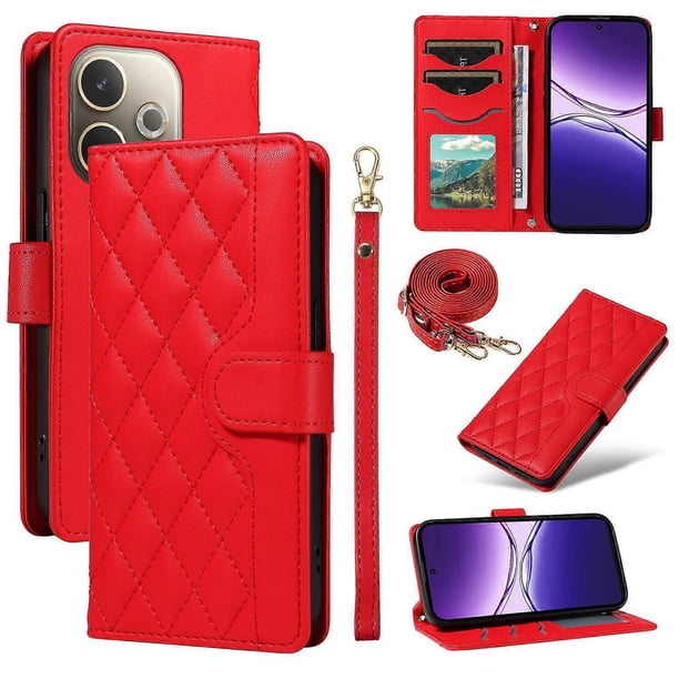 For Oppo A5 Pro 5G Wallet Case Rhombus Leather Phone Cover with Strap - Green