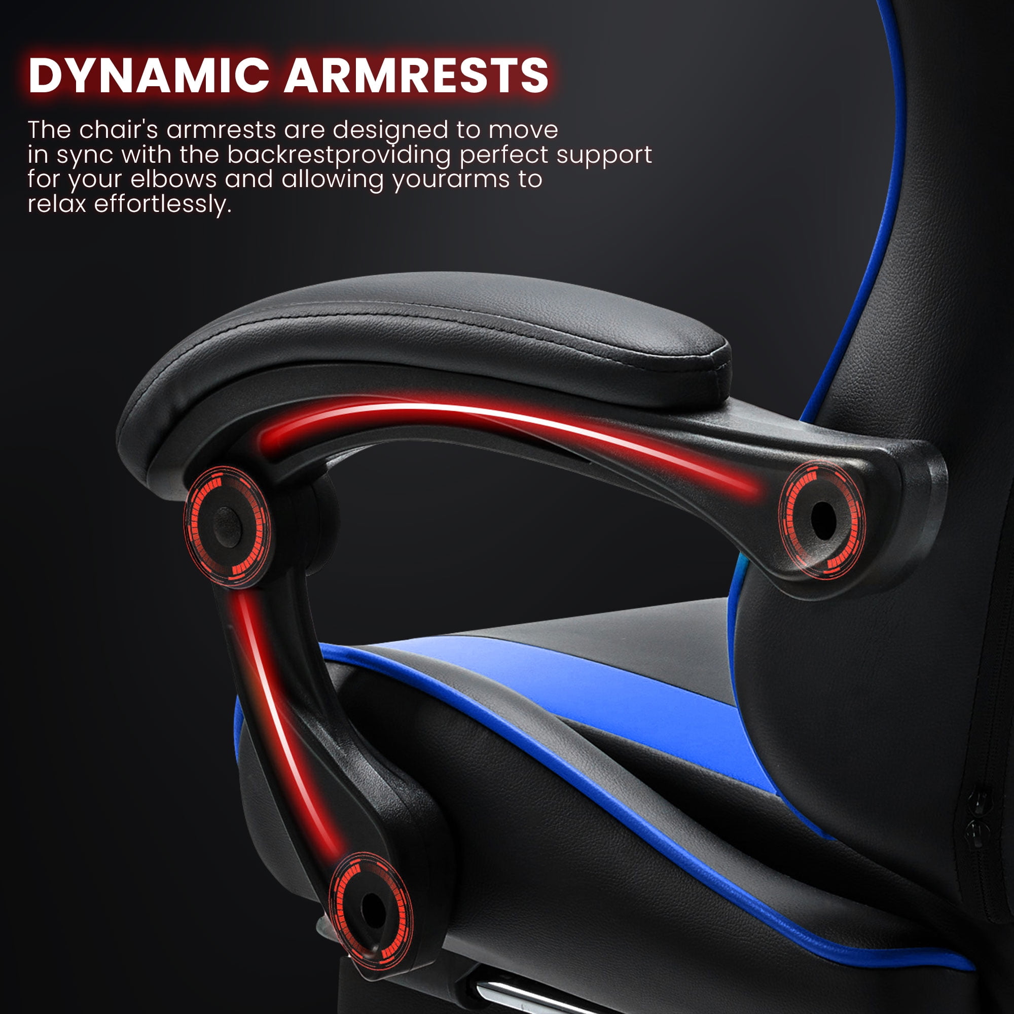 JONPONY Big and Tall Gaming Chair, Ergonomic Design, Gamer Chair PU Leather with Footrest and Lumbar Support, High Back Office Chair Support 8 Hours Long Sitting, Computer Chair,Black Blue