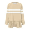 thumbnail image 5 of hotojiny Womens Sweatshirts Trendy Stripes Patchwork Crewneck Pullover Long Sleeve Ruffle Hem Oversized Teen Girls Flowy Top, 5 of 5