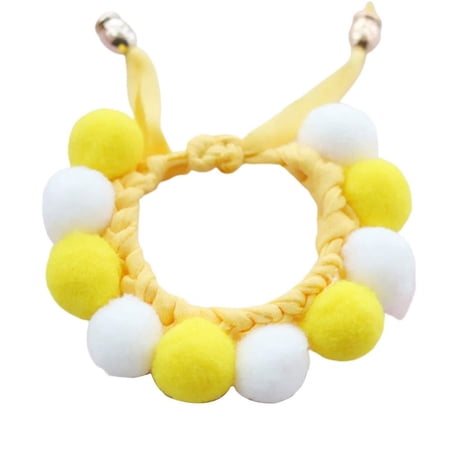 1 pcs Multi-color With Strap Cute for Kitten Puppy Plush Ball Dog Necklace Cat Collar Pet Scarf Pet Accessories YELLOW S