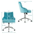 thumbnail image 2 of Gymax Chaise de Bureau en Velours Chaise de Travail Pivotante Turquoise, 2 of 10