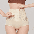 thumbnail image 4 of Fulorrnie High Waisted Compression Panties Adjustable Hook Eye Closure Shapewear Briefs Tummy Control Seamless Women's Underwear Abdominal Support, Beige, L, 4 of 11