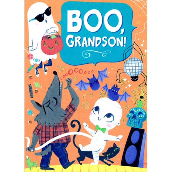 Designer Greetings Boo Grandson : Ghost, Werewolf and Mummy Juvenile Halloween Card for Grandson