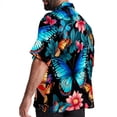 thumbnail image 3 of Flower Butterfly Men's Button Down Spread Collar Casual Printed Short Sleeve Summer Beach Unisex Shirts, 3 of 6