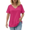 thumbnail image 5 of vigerkar Women's Vneck T-Shirt Lightweight Short Sleeve Cotton Tee for Daily Fashion Clothes (Hot Pink, M), 5 of 7