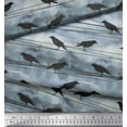 thumbnail image 3 of Soimoi Blue Rayon Fabric Crow Bird Print Sewing Fabric Yard 58 Inch Wide, 3 of 3