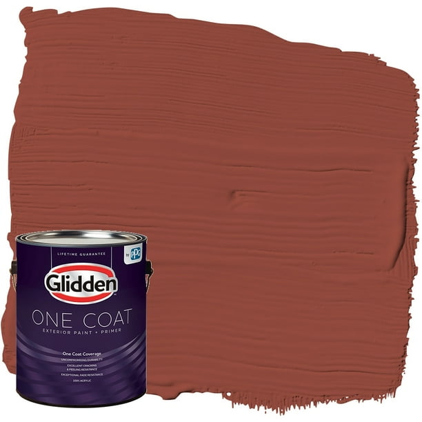 Glidden One Coat Exterior Paint + Primer, Cedar Chest / Brown, 1 Gallon, Satin