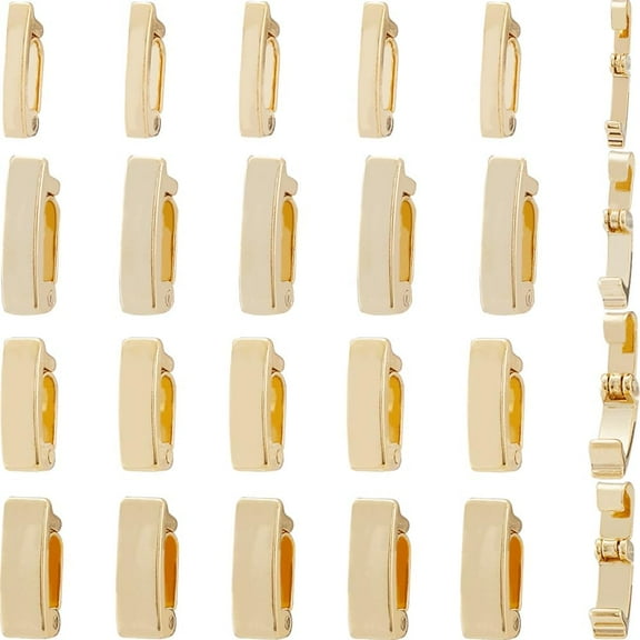 1 Box 32PCS 24K Gold Plated Fold Over Clasp Bracelet Extenders and Clasps Necklace Extension Clasps Metal Fastener Clasps