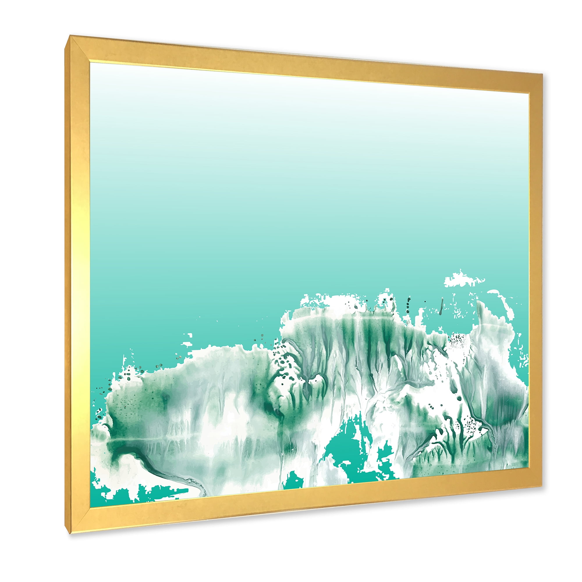 Designart 'Auquamarine Landscape Turquoise Splashes' Traditional Framed Art Print