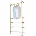 thumbnail image 3 of Gold Metal Ceiling Free Standing Clothes Bar Display Closet Rod Garment Rack, 3 of 12
