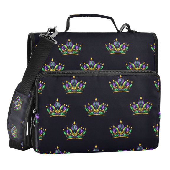 ALAZA Zipper Binder Mardi Gras Print 3 Ring Trapper Keeper File Folder Organizer Bag