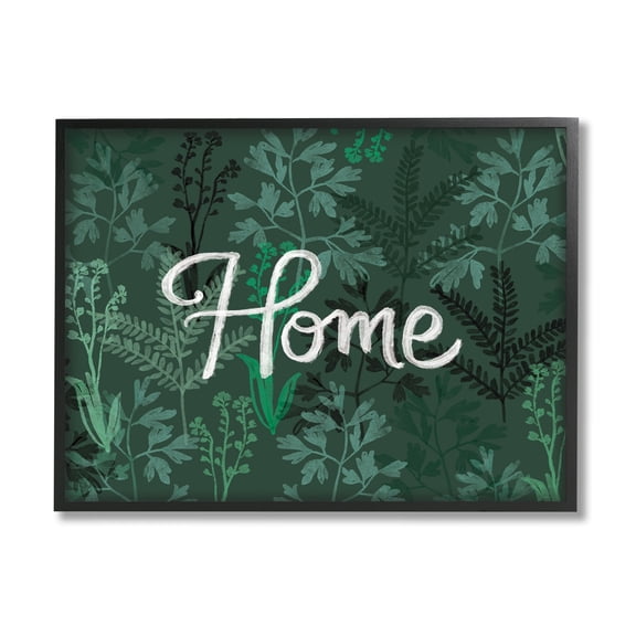 Stupell Industries Green Botanicals Plants Home Calligraphy Cottage Design Graphic Art Black Framed Art Print Wall Art, Design by Ilaria Benedetti