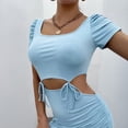 thumbnail image 3 of Cut Out Waist Dress, Hip Wrap Pure Color Women Short Dress For Date ANGGREK DI1711, 3 of 8