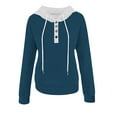 thumbnail image 6 of Uootdi Hoodie for Women Oversized Button Down Color Block Long Sleeve Sweatshirt Quarter Buttons Pullover Gift Fall Winter Comf y Shirts, 6 of 6