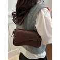 thumbnail image 5 of Women's Brown Shoulder Bag with Minimalist Flap Design, 5 of 8