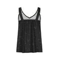 thumbnail image 3 of QLEICOM Womens Summer Tops Oversized T-shirts V-Neck Patchwork Print Lace Short Camis Vest Casual Loose Tunic Tank Tops Women Shirts Blouses Black L, 3 of 6