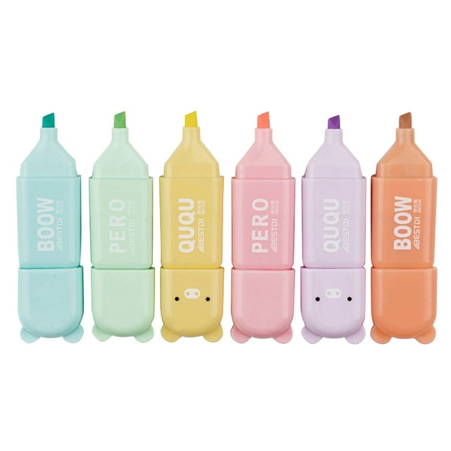 Estilo de dibujos animados del resaltador de color de útiles escolares de regreso a la escuela 4/5/6 colores disponibles 10ML