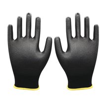 12 Pairs Lightweight Nitrile Coated Grip Work Gloves for Men and Women, Warehouse Mechanic Gloves, Black, Size 8.9"/M