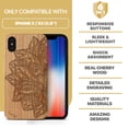 thumbnail image 7 of Case Yard Wooden Case Outside Soft TPU Silicone, Slim Fit Shockproof Wood Protective Phone Cover for Girls Boys Men and Women, Supports Wireless Charging Lotus Flower Design case for iPhone-X, 7 of 7
