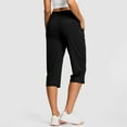 thumbnail image 3 of Womens Pull on Capri Pants with 4 Pockets Wide Waistband High Waisted Stretch Workout Yoga Split Capris, Black 2XL, 3 of 7