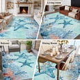 thumbnail image 6 of Summer Starfish Washable Living Room Rugs 5'x8', Teal Orange Ocean Corals Coastal Marine Life Low Pile Throw Large Area Rug Non-Slip Sturdy Edge Binding Carpet for Living Room Kitchen Office, 6 of 9