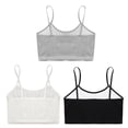 thumbnail image 4 of Miutii 3Pcs Cropped Tank Tops for Girls Spaghetti Strap Crop Top Basic Sports Cami Solid Color Black&White&Grey M, 4 of 9