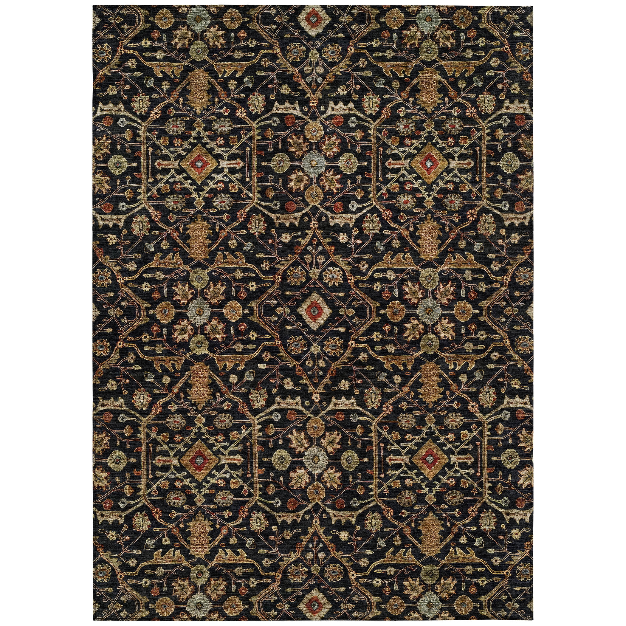 Addison Rugs Chantille Indoor/Outdoor Transitional Geometric, Abstract Black Washable Rectangle Rug, 10' x 14'